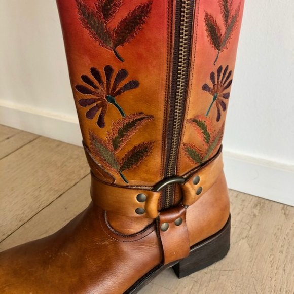 Dan Post embossed hand decorated tall leather boots. New in box from Sundance - Picture 9 of 9